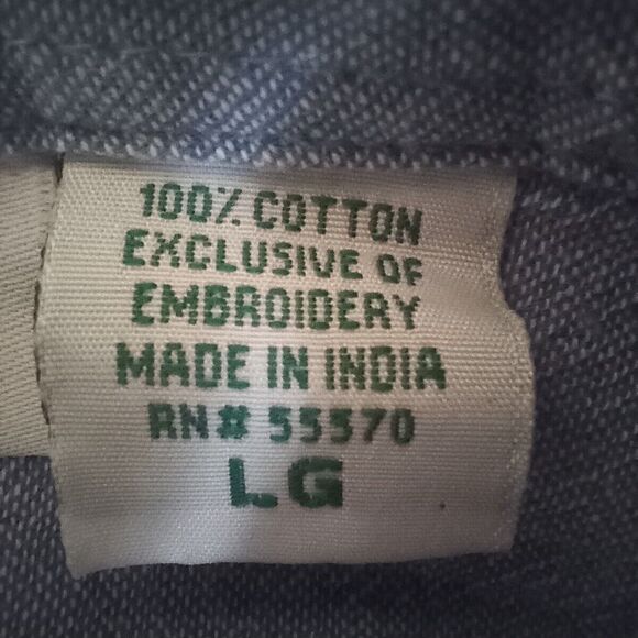 Collections Etc Large Aztec Embroidered Chambray Popover Blouse-Roll Tab Sleeve - Picture 9 of 9